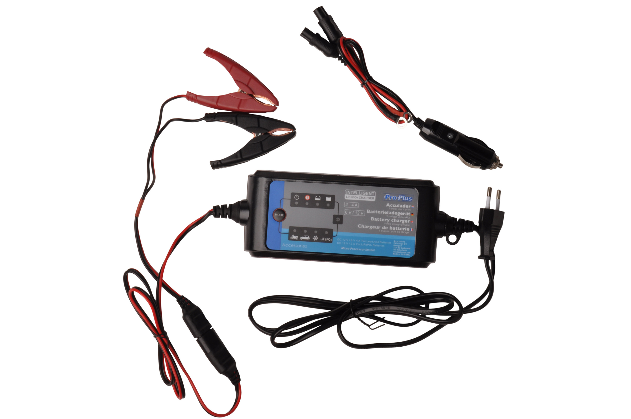 Acculader 6V/12V 2-4AMP 9-staps laadcyclus