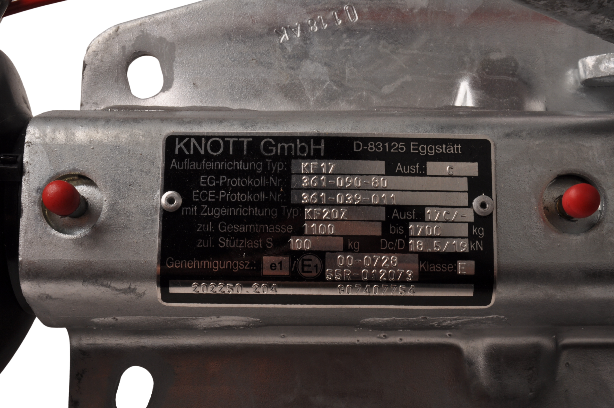 Knott oplooprem KF17-C - 1700 kg maximaal trekvermogen V-dissel aansluiting