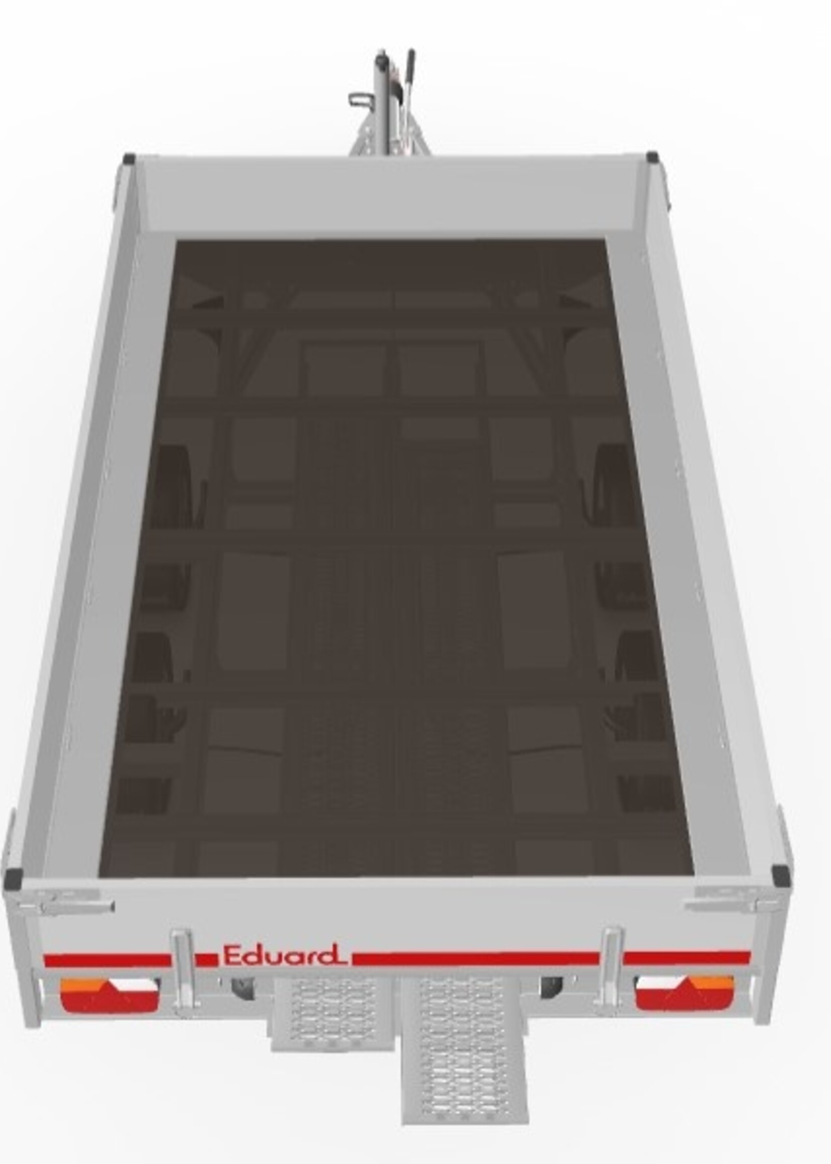 Eduard Geremde Eduard plateauwagen - 310x180 cm - 2000 kg bruto laadvermogen - 63 cm laadvloerhoogte - 30 cm borden - inclusief oprijplaten