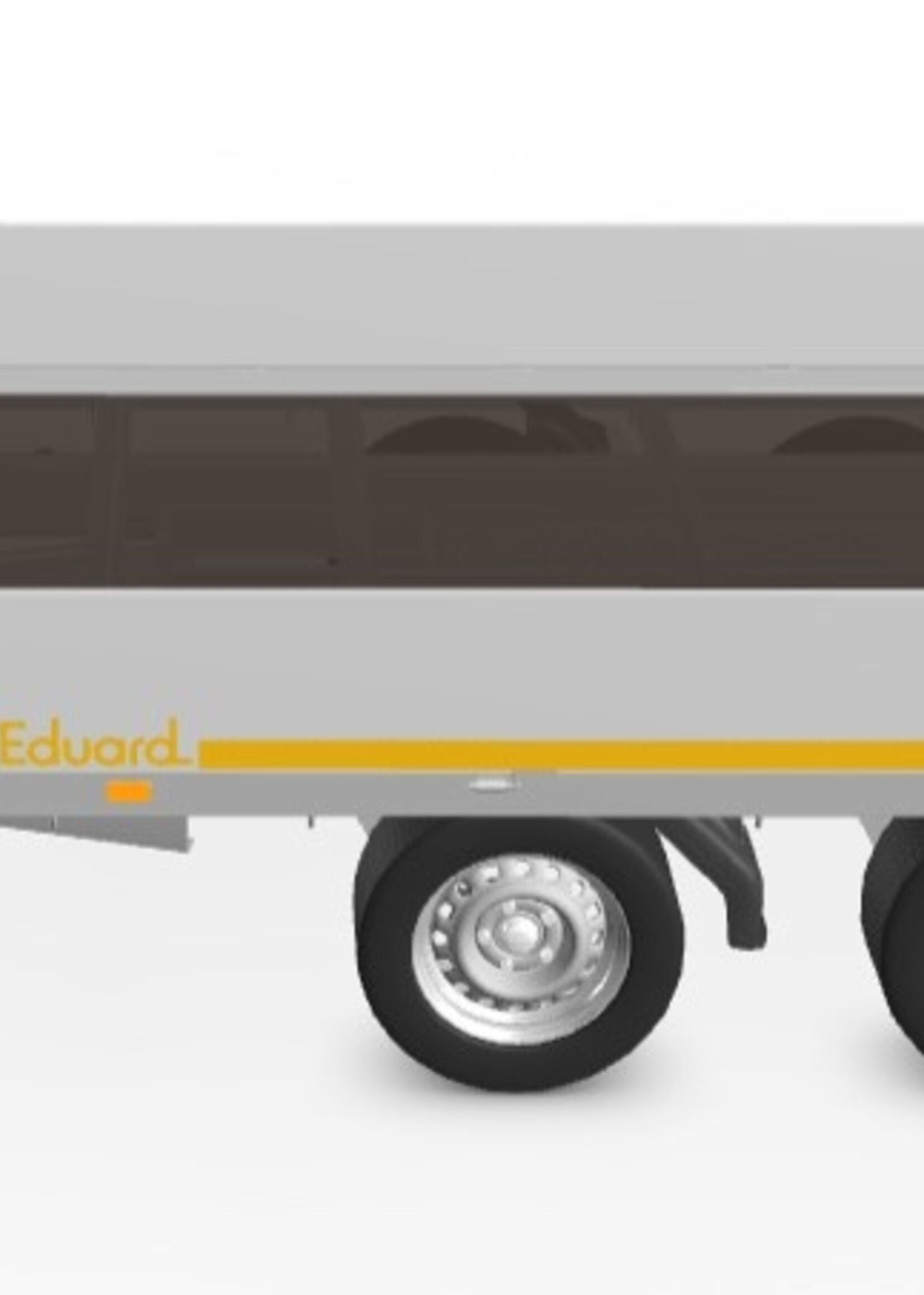 Eduard Geremde Eduard plateauwagen - 310x180 cm - 2000 kg bruto laadvermogen - 63 cm laadvloerhoogte - 30 cm borden - inclusief oprijplaten