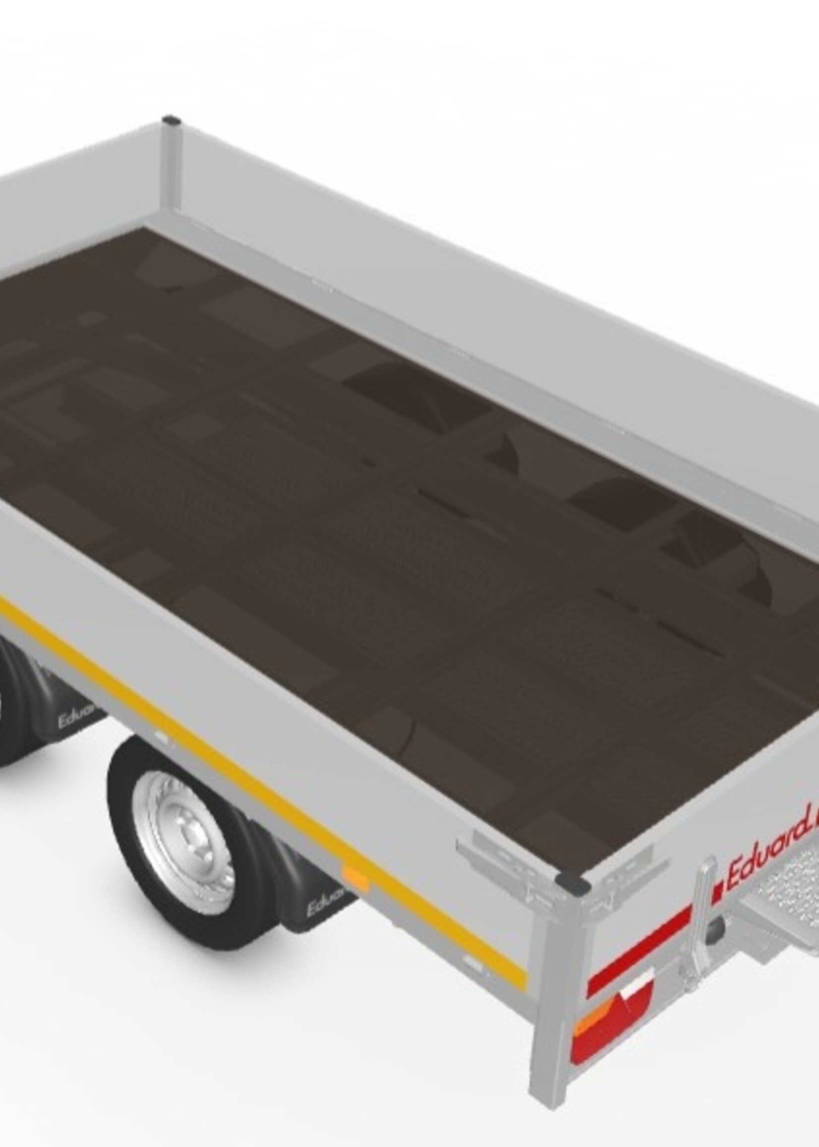 Eduard Geremde Eduard plateauwagen - 310x180 cm - 2000 kg bruto laadvermogen - 63 cm laadvloerhoogte - 30 cm borden - inclusief oprijplaten