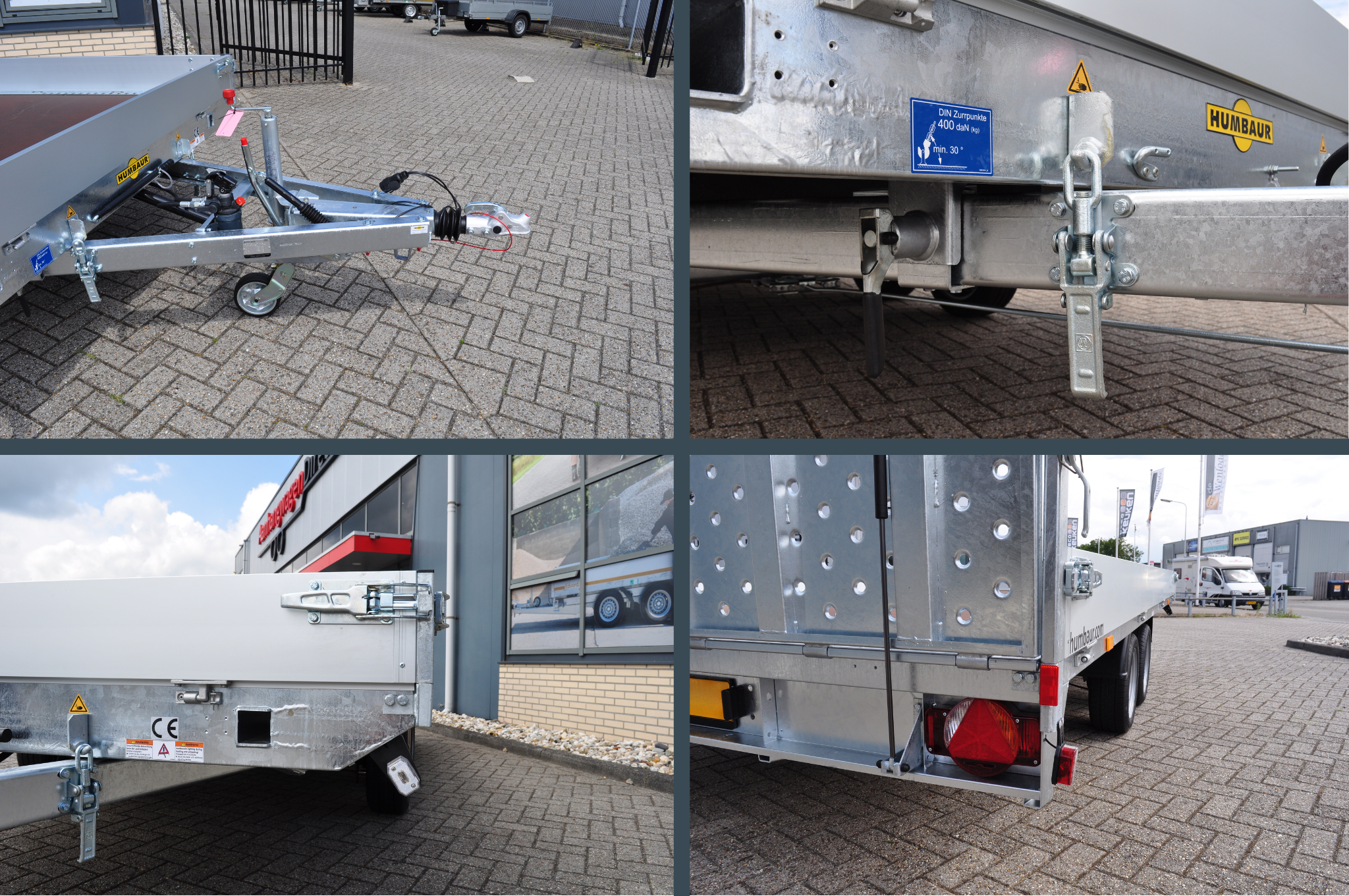 Humbaur MTKA 354222 - 3500 kg bruto laadvermogen - 420x218 cm laadoppervlak - geremd - handpomp dubbelwerkend
