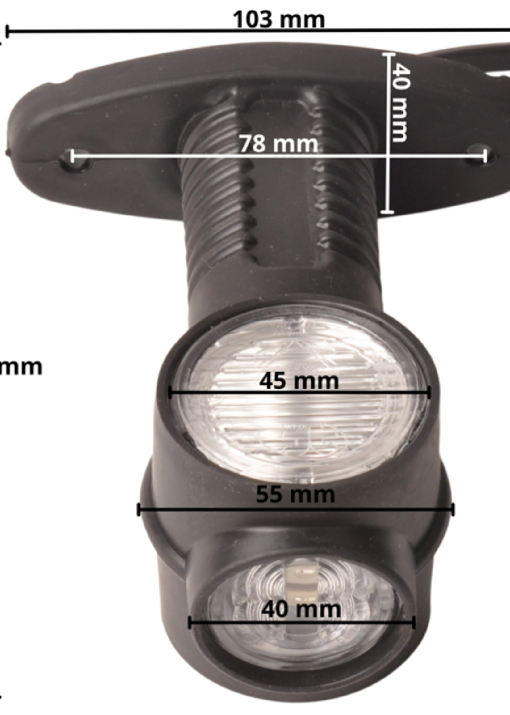 Aspock Aspock Superpoint 3 LED - links/rechts - wit/oranje/rood - 1 meter platte kabel