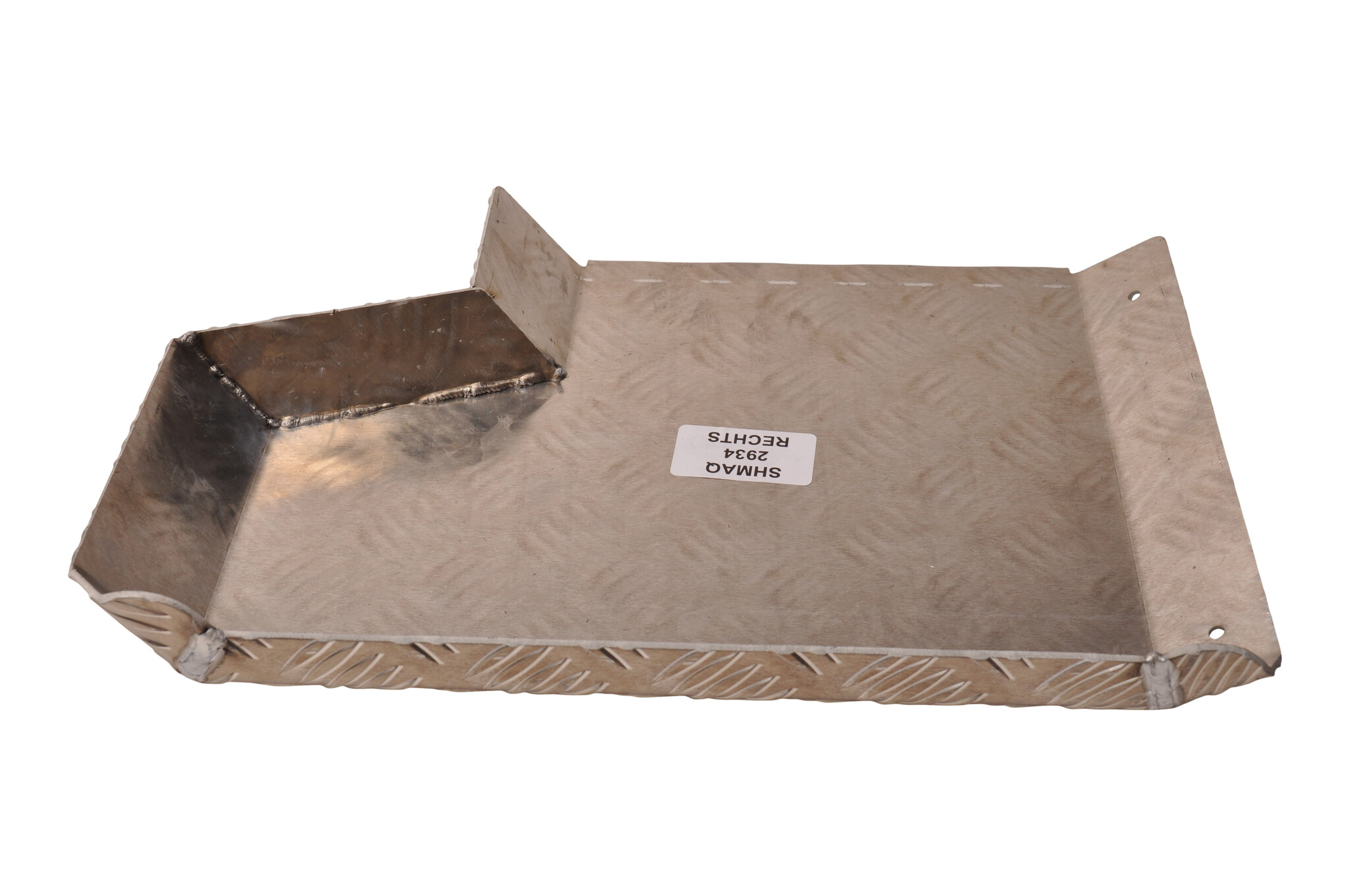 Half spatbord rechts 340x290 mm - geschikt voor Hapert kipper - aluminium traanplaat materiaal