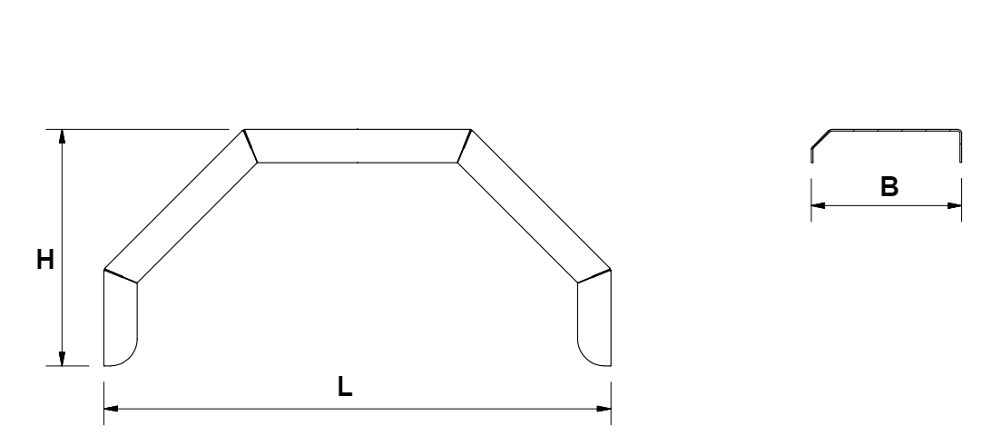Half spatbord rechts 395x220x362 mm