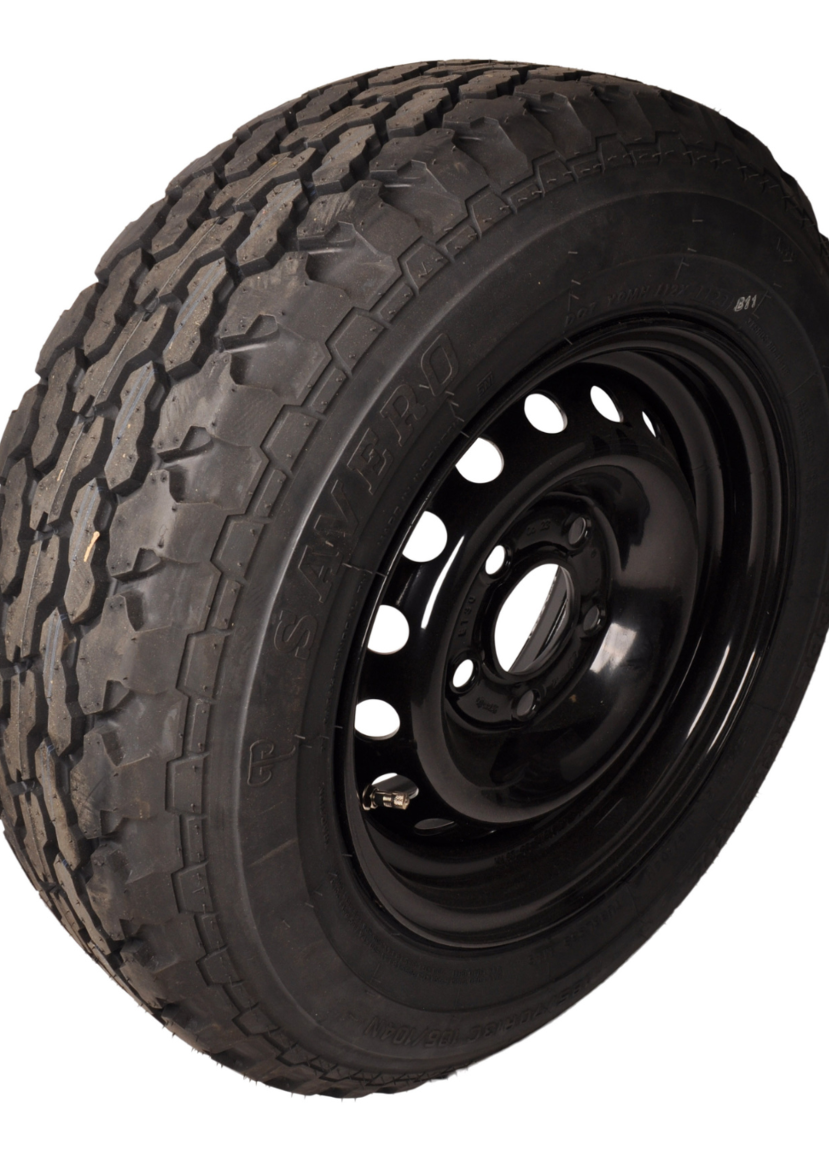 Savero Compleet wiel met offroad profiel en zwarte velg  - 185/70R13C  band + velg - mercedes steek: 5x112 - draagvermogen 950 kg -  67 mm naafdiameter