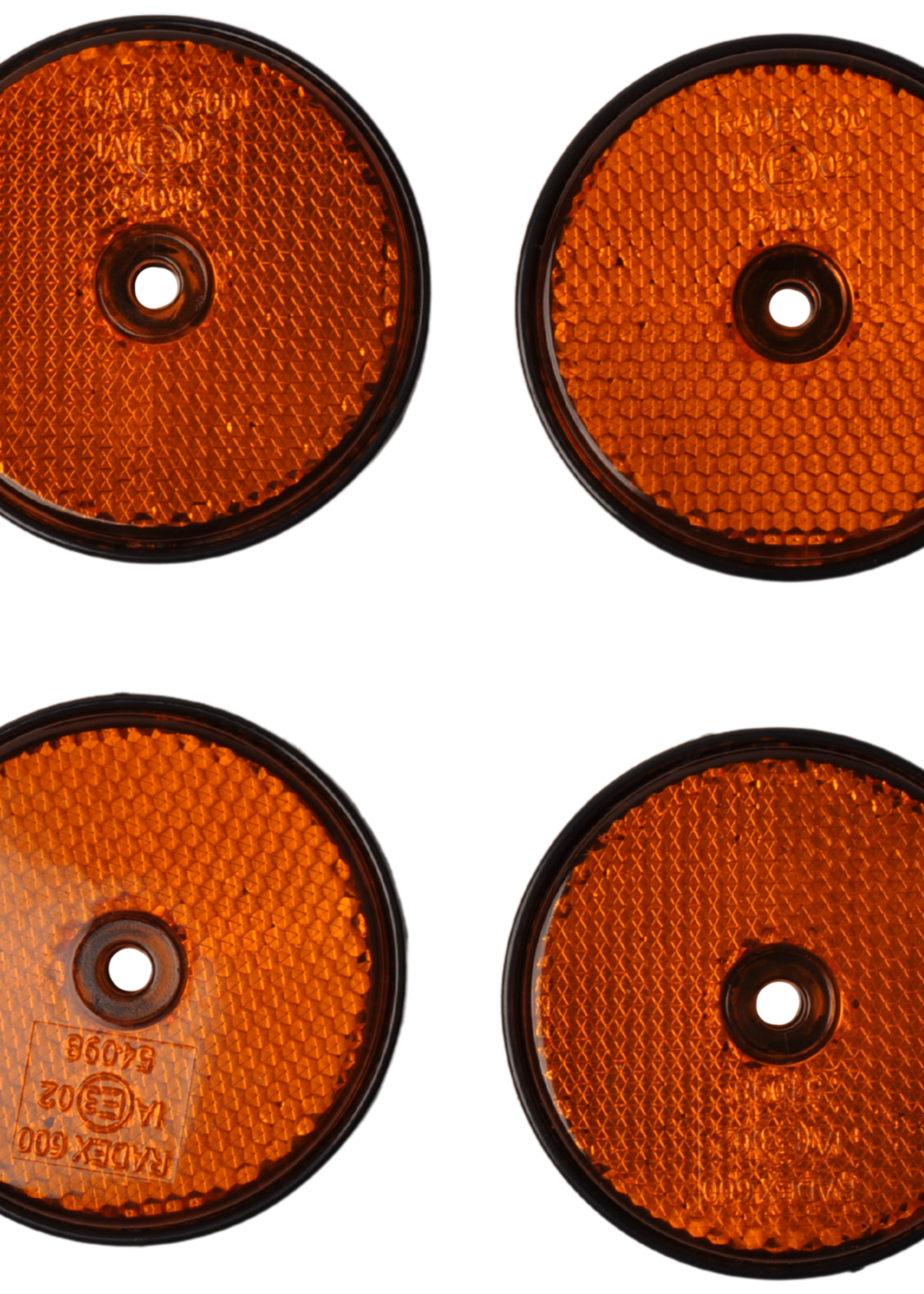 Radex 4 oranje/gele Radex reflectoren 60 mm schroefgaten rond
