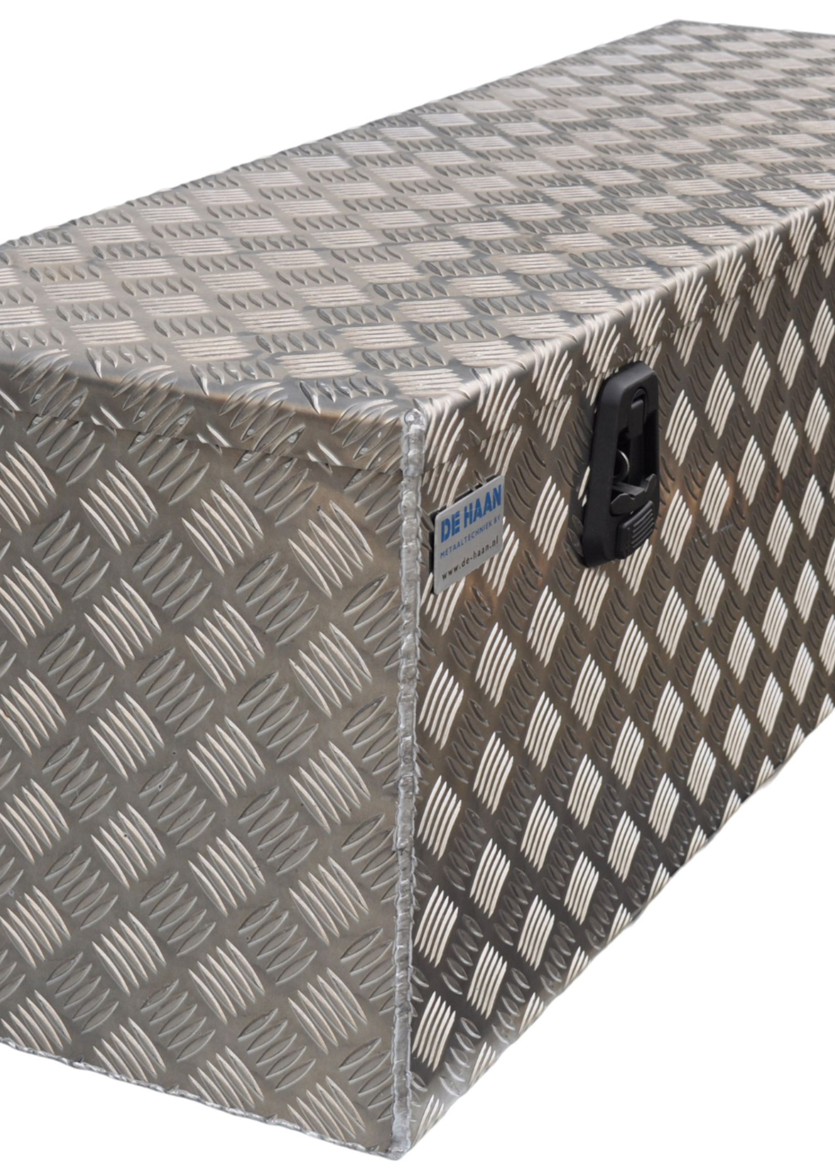 De Haan De Haan Box - 1200x400x400 mm - water en stofdichte aluminium traanplaat disselbak - voorzien van gasveren en 2 t-sluitingen