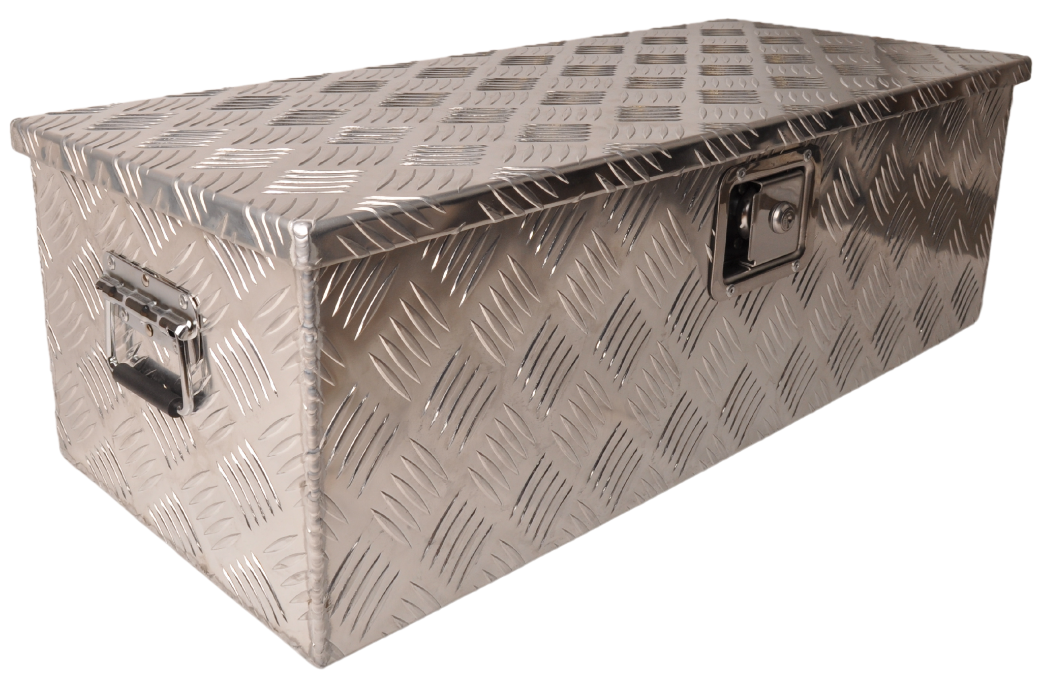Traanplaat aluminium disselkist/gereedschapkist/disselbak met handvaten 765x330x245 mm - inclusief geïntegreerd slot - 2,5 mm dik materiaal