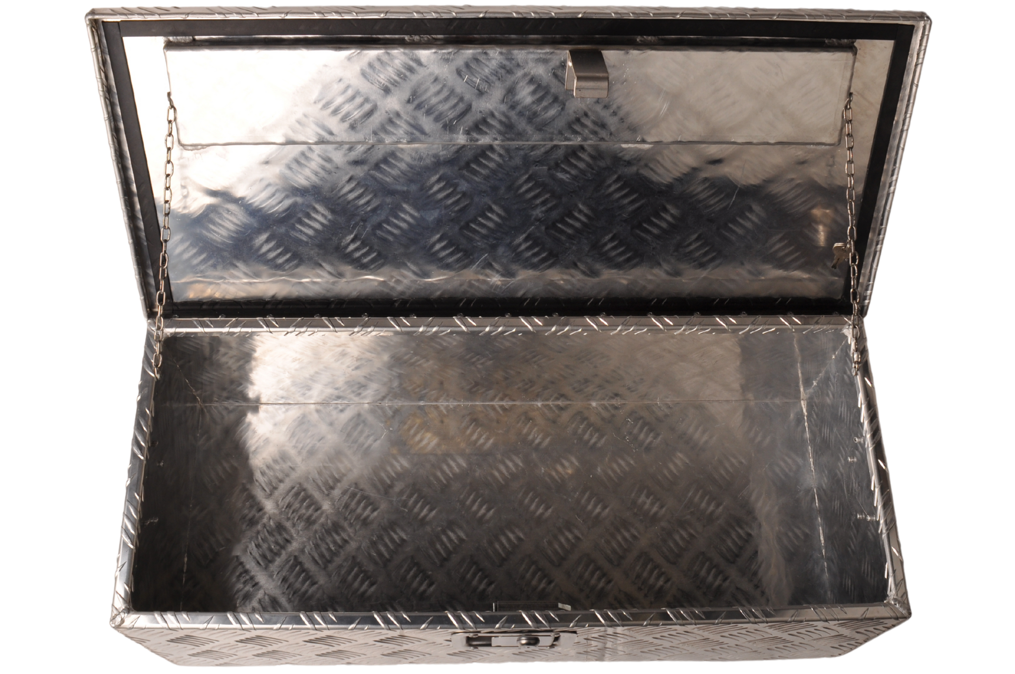 Traanplaat aluminium disselkist/gereedschapkist/disselbak met handvaten 765x330x245 mm - inclusief geïntegreerd slot - 2,5 mm dik materiaal