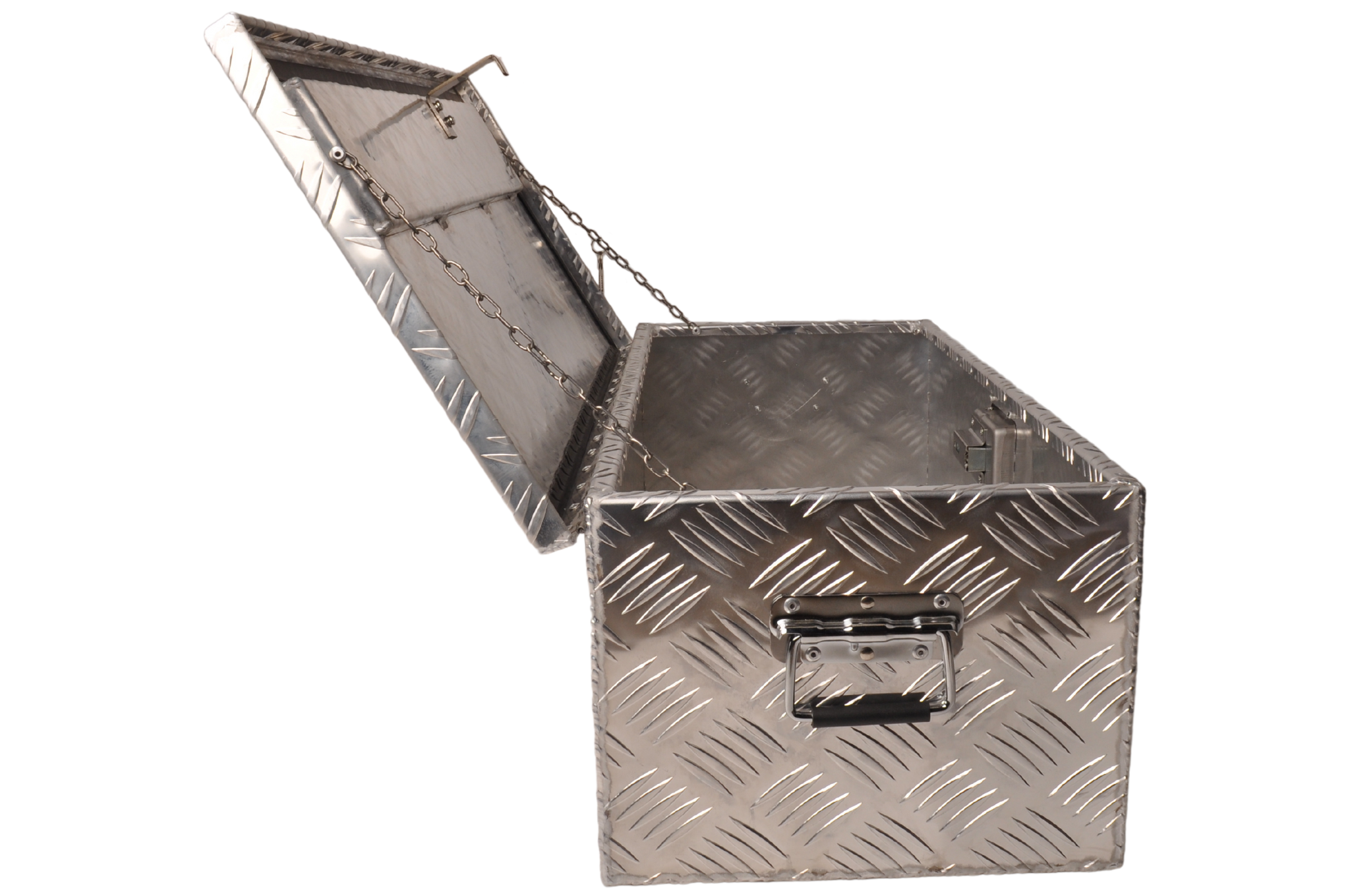 Traanplaat aluminium disselkist/gereedschapkist/disselbak met handvaten 765x330x245 mm - inclusief geïntegreerd slot - 2,5 mm dik materiaal