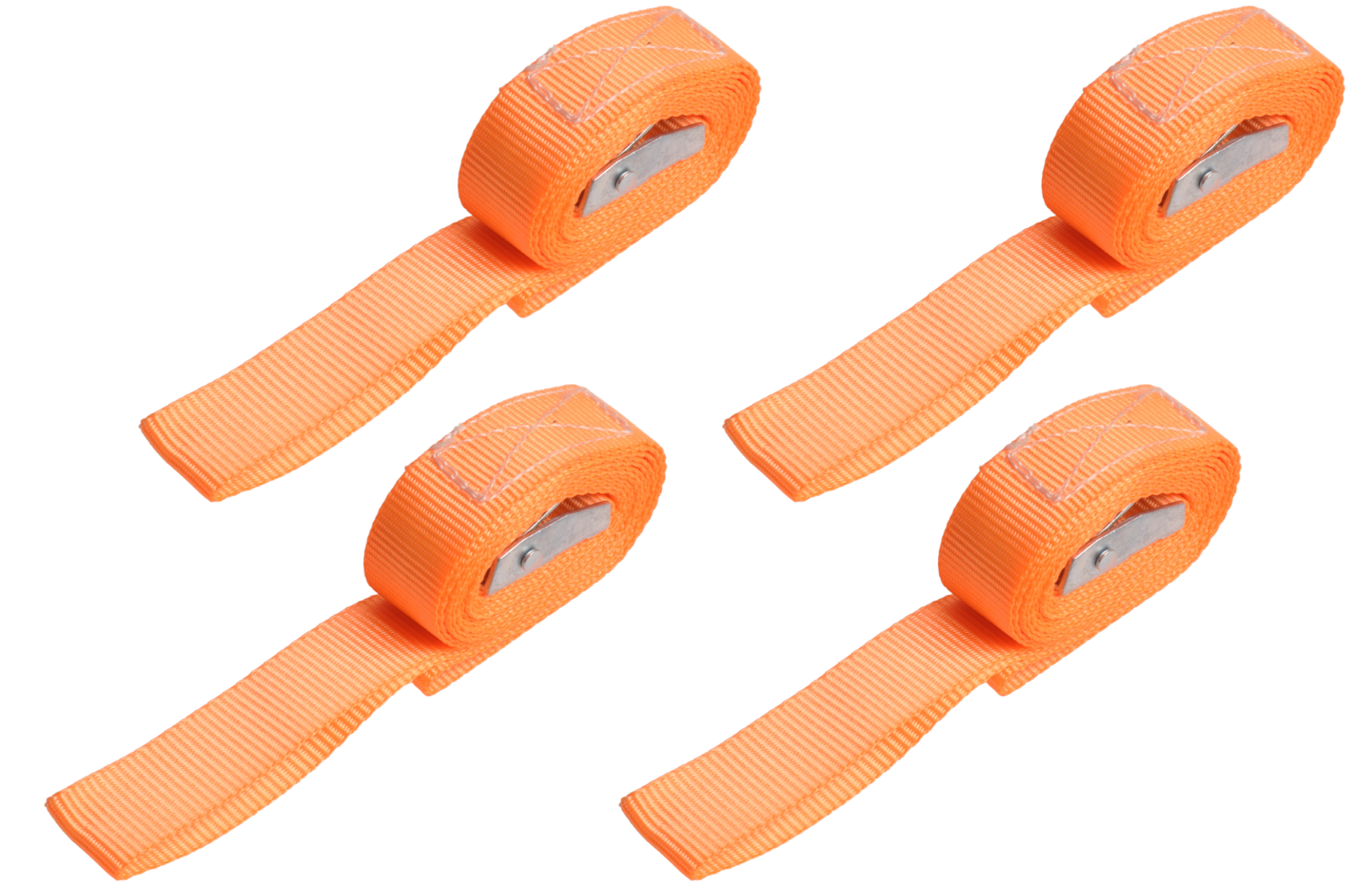 Sjorband oranje 195x2,5 cm (250 kg) 2-delig - set van 4 stuks
