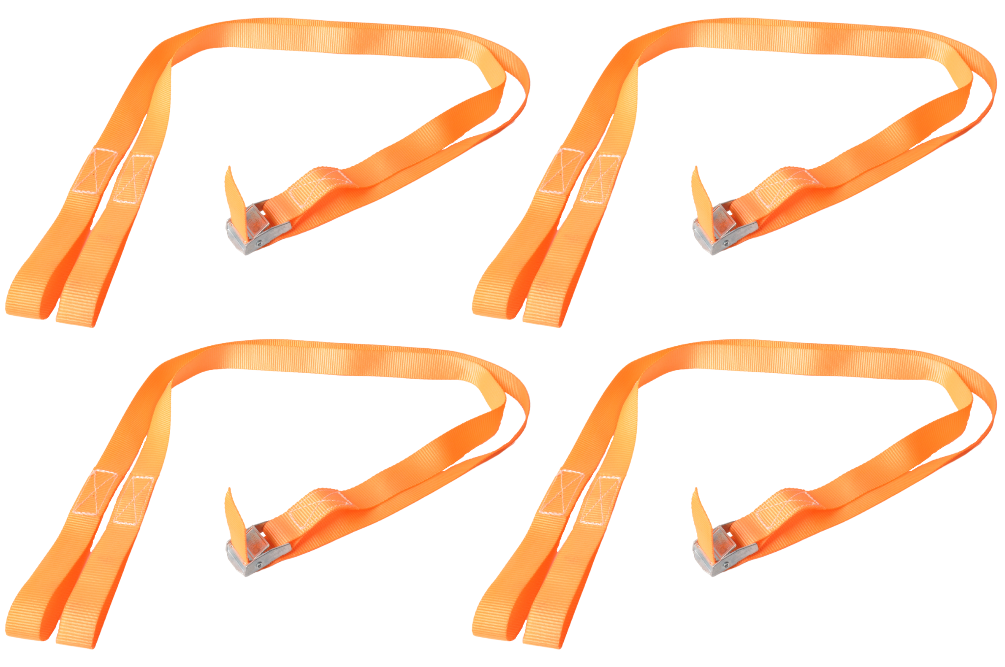 Sjorband oranje 195x2,5 cm (250 kg) 2-delig - set van 4 stuks