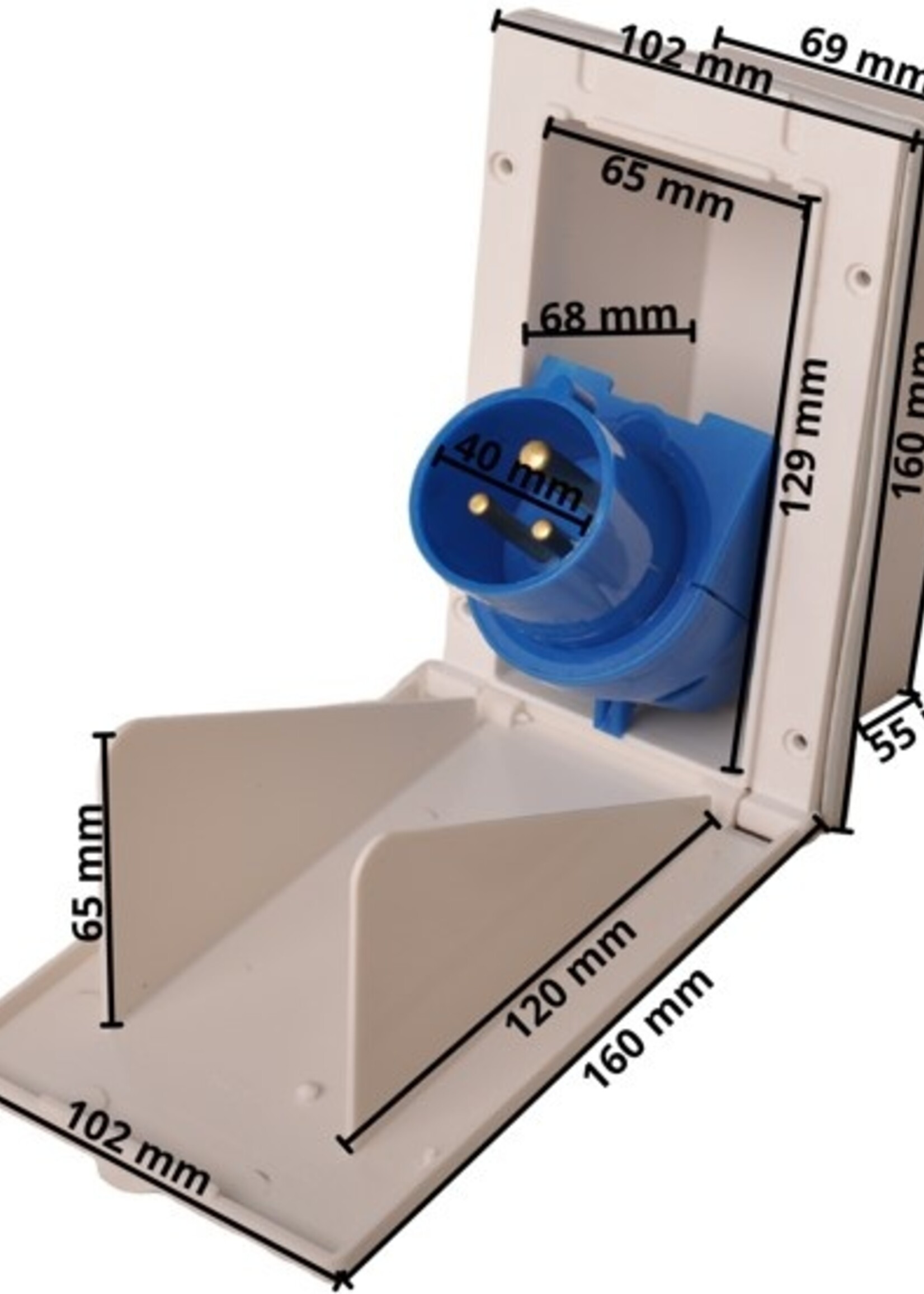 ProPlus CEE inbouwstekker - rechthoekig - 160x100 mm - wit