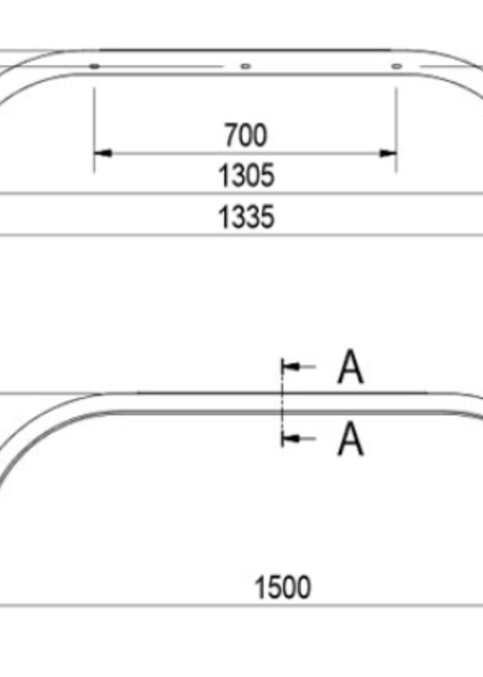 De Haan Tandem spatbord metaal 1500x200x375 mm  - omtrek 1920 mm