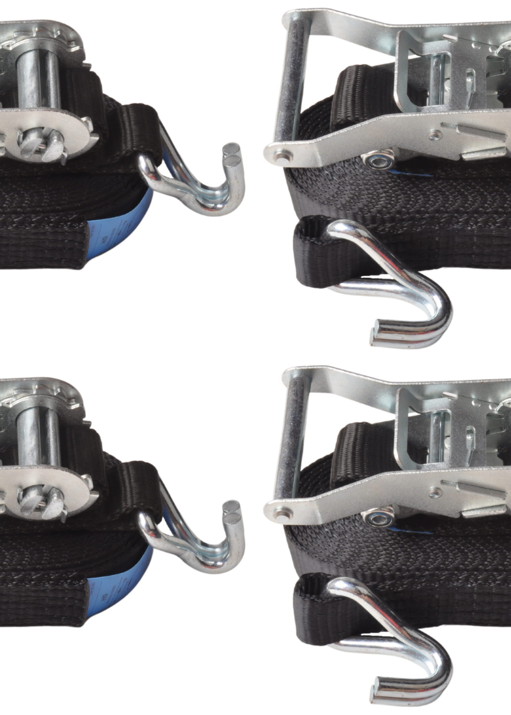 Cantonal Spanband set van 4 stuks 600x3,5 cm - zwart - breekbelasting 3000 kg
