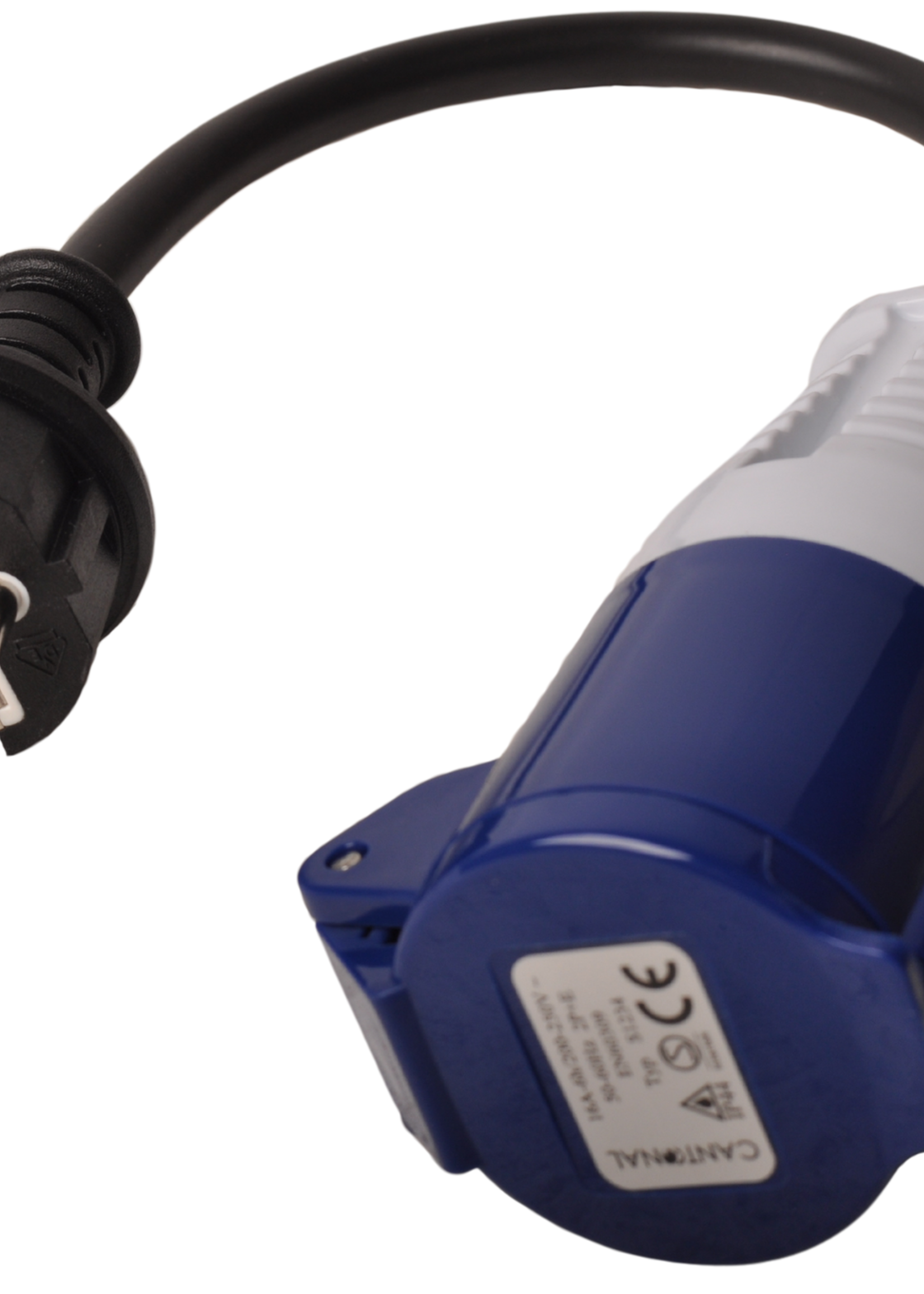 Cantonal Verloopkabel 23 cm van schuko naar CEE contrastekker
