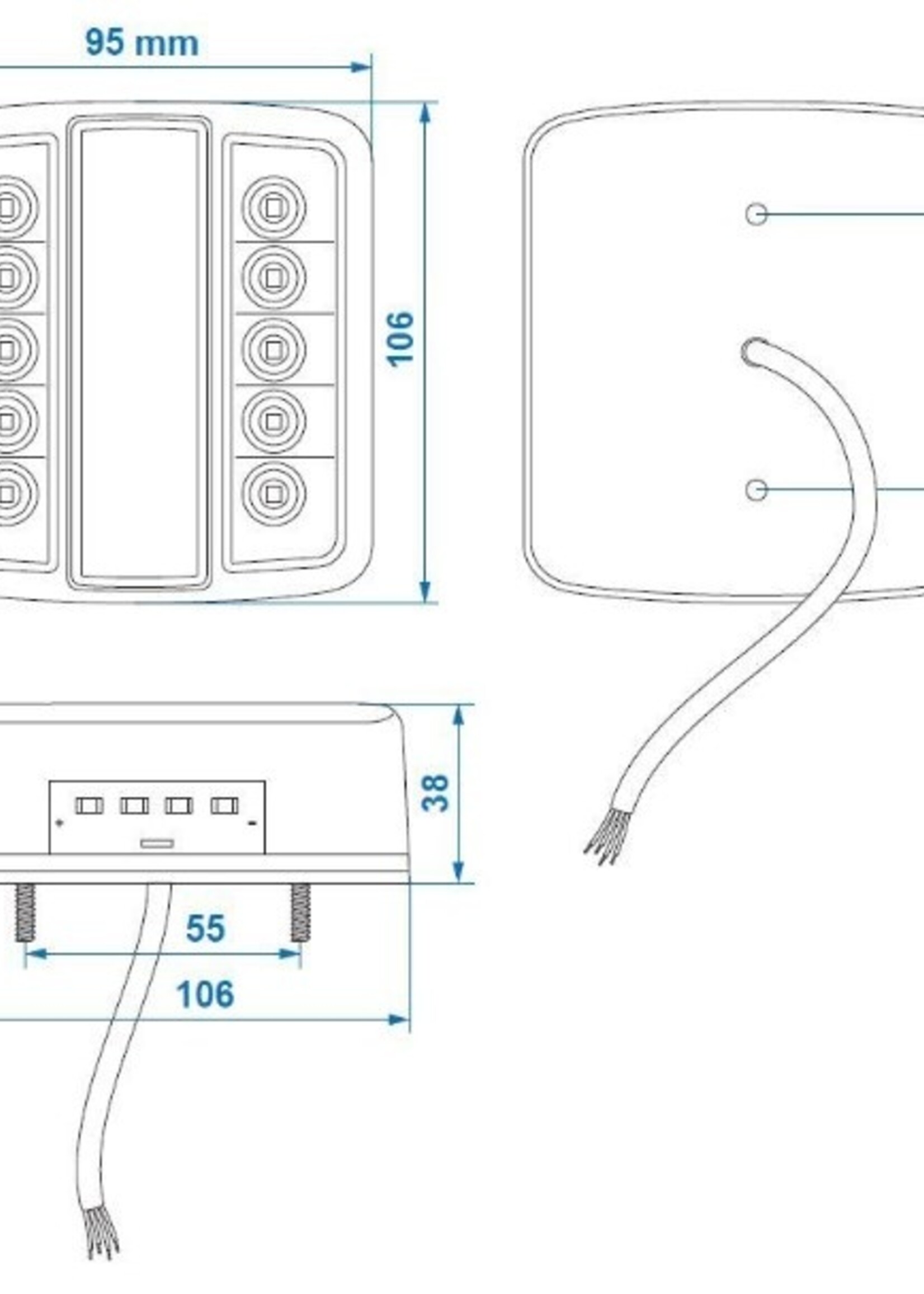 Cantonal Achterlicht 4 functies 105x98x35 mm - LED - connector aansluiting