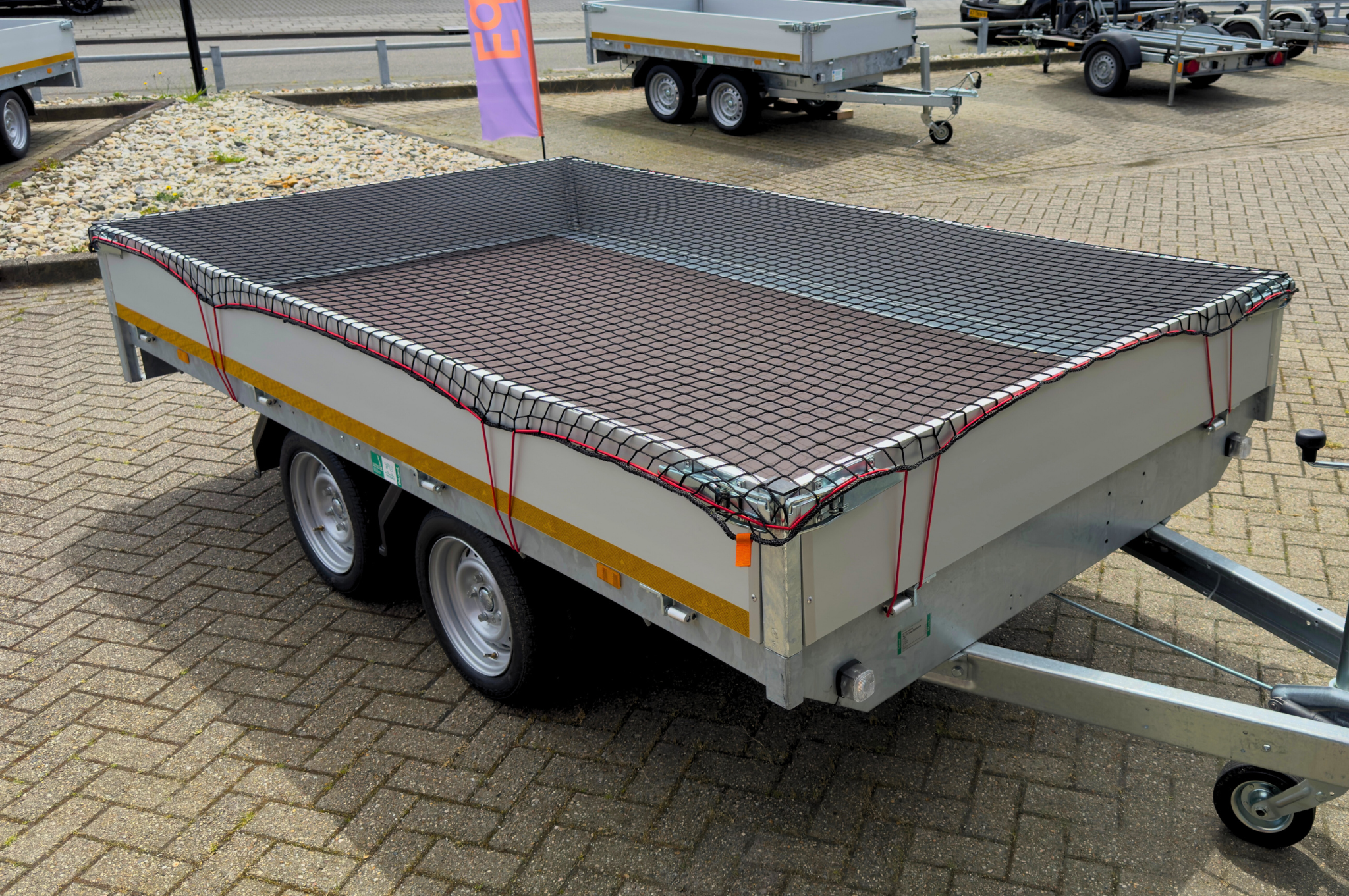 Premium aanhangernet - maasnet - 470x250 cm - inclusief elastiek rondom - UV bestendig