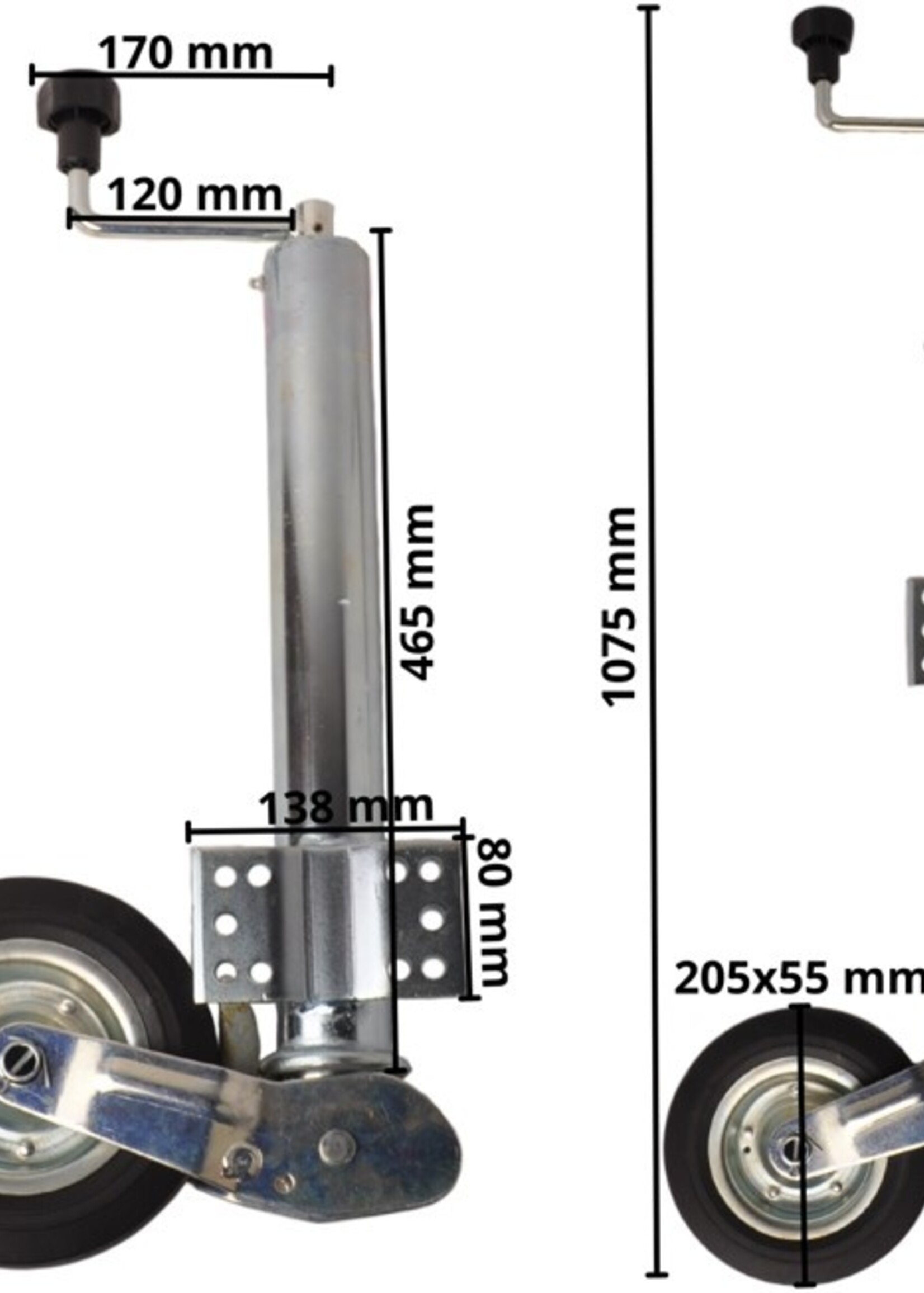 Neuswiel voor aanhanger 60 mm rond automatisch opklapbaar