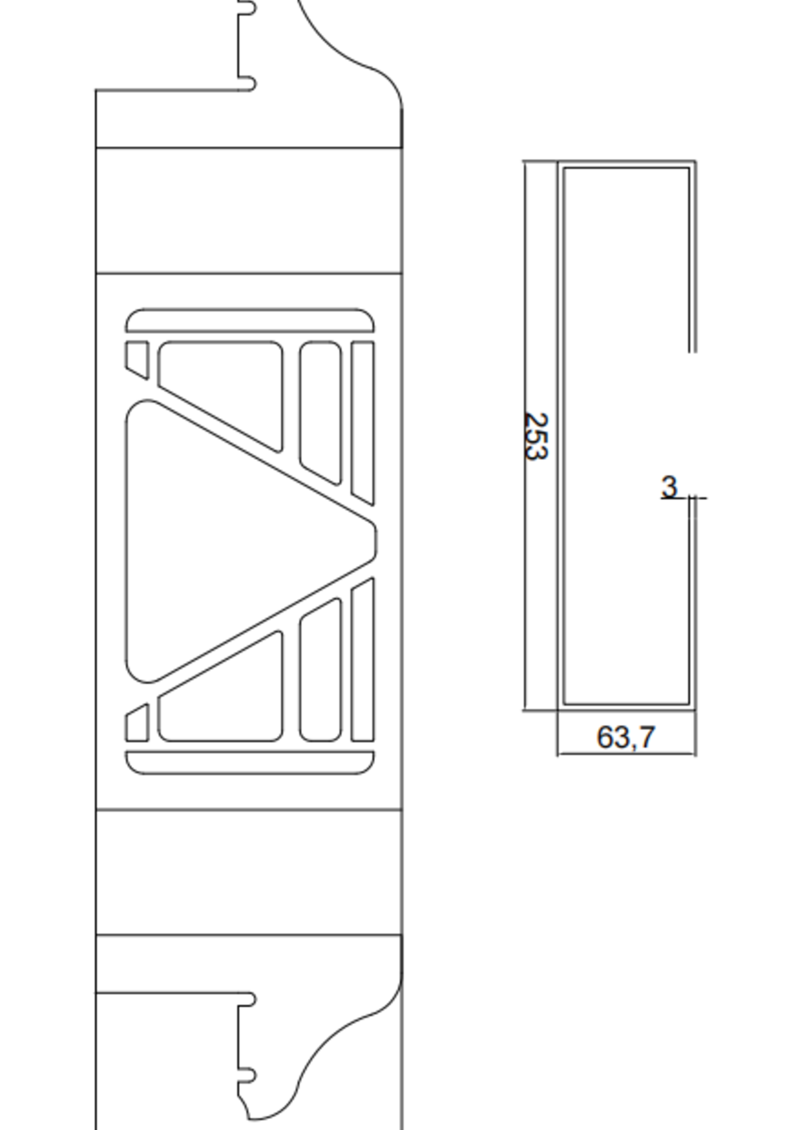Cantonal Set van 2 beschermrekken Multiled 4 - 253x141x63,7 mm - met vrije driehoek - RVS materiaal