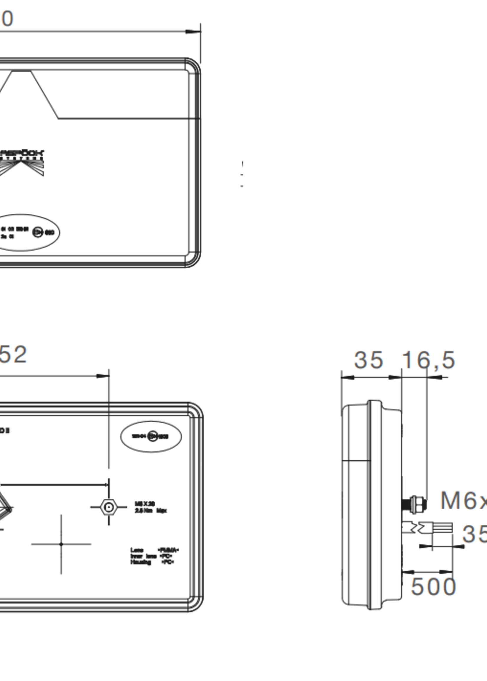 Aspock Aspock MultiLED 2 rechts 240x140x35 mm - volledig LED - 7 polige ASS2 stekker - waterdicht