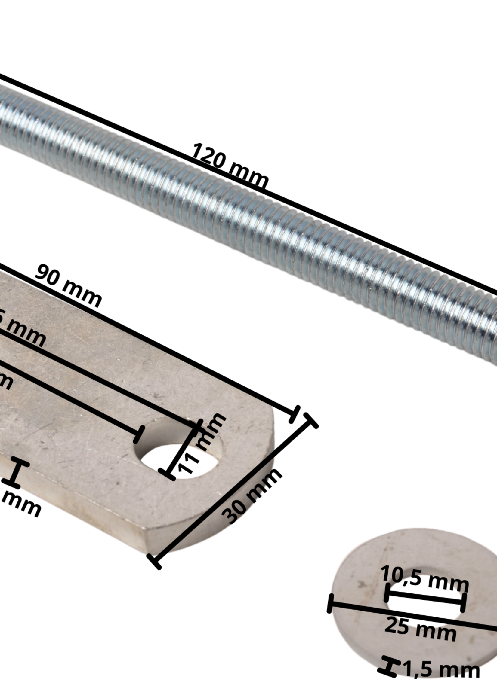Cantonal Disselkist bevestigingsset voor bovenbouw montage disselkist - bouten M10x120 mm