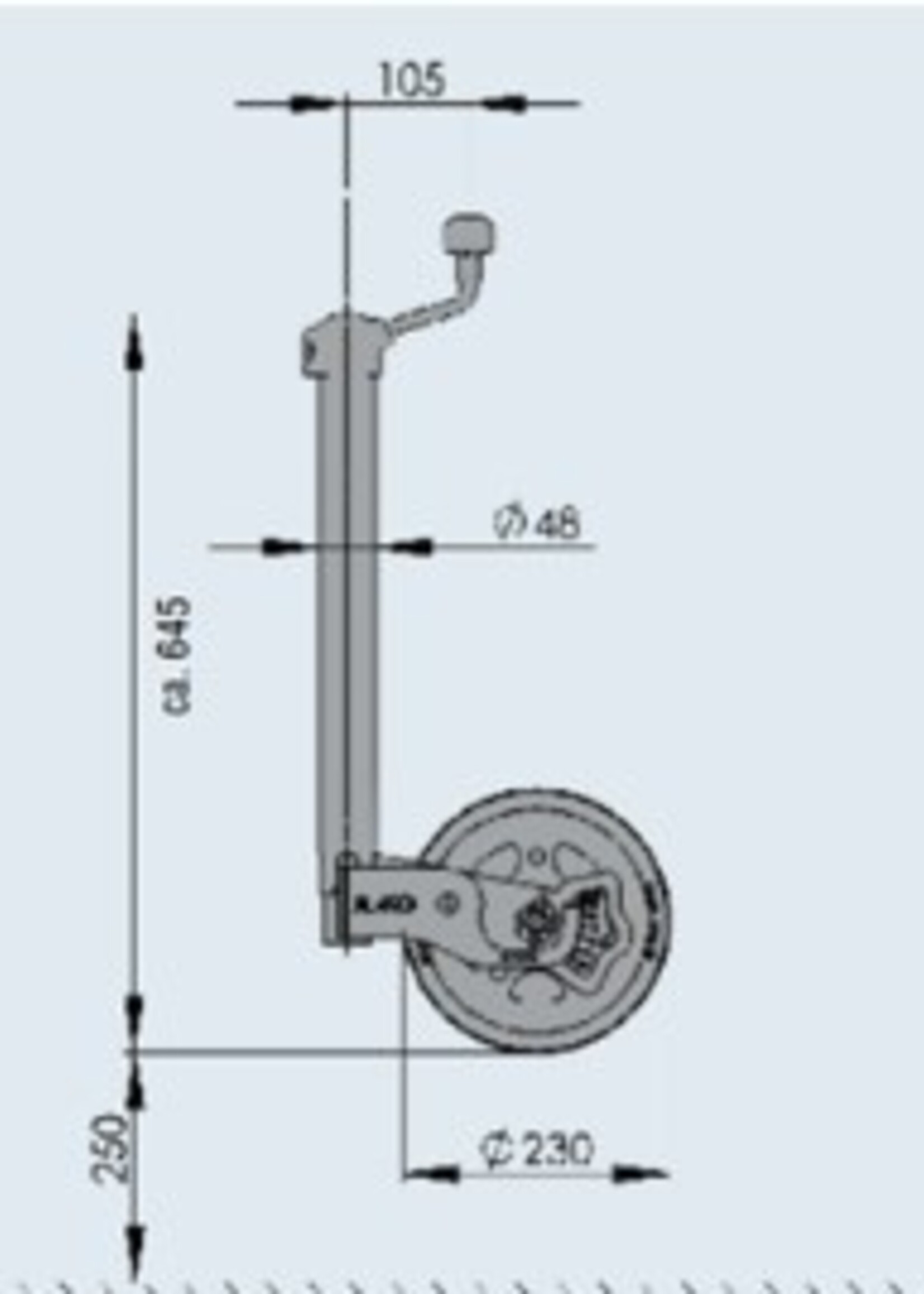 AL-KO AL-KO neuswiel 48 mm met stalen velg en massief rubber wiel - inclusief slinger met druklager en kogeldrukmeter