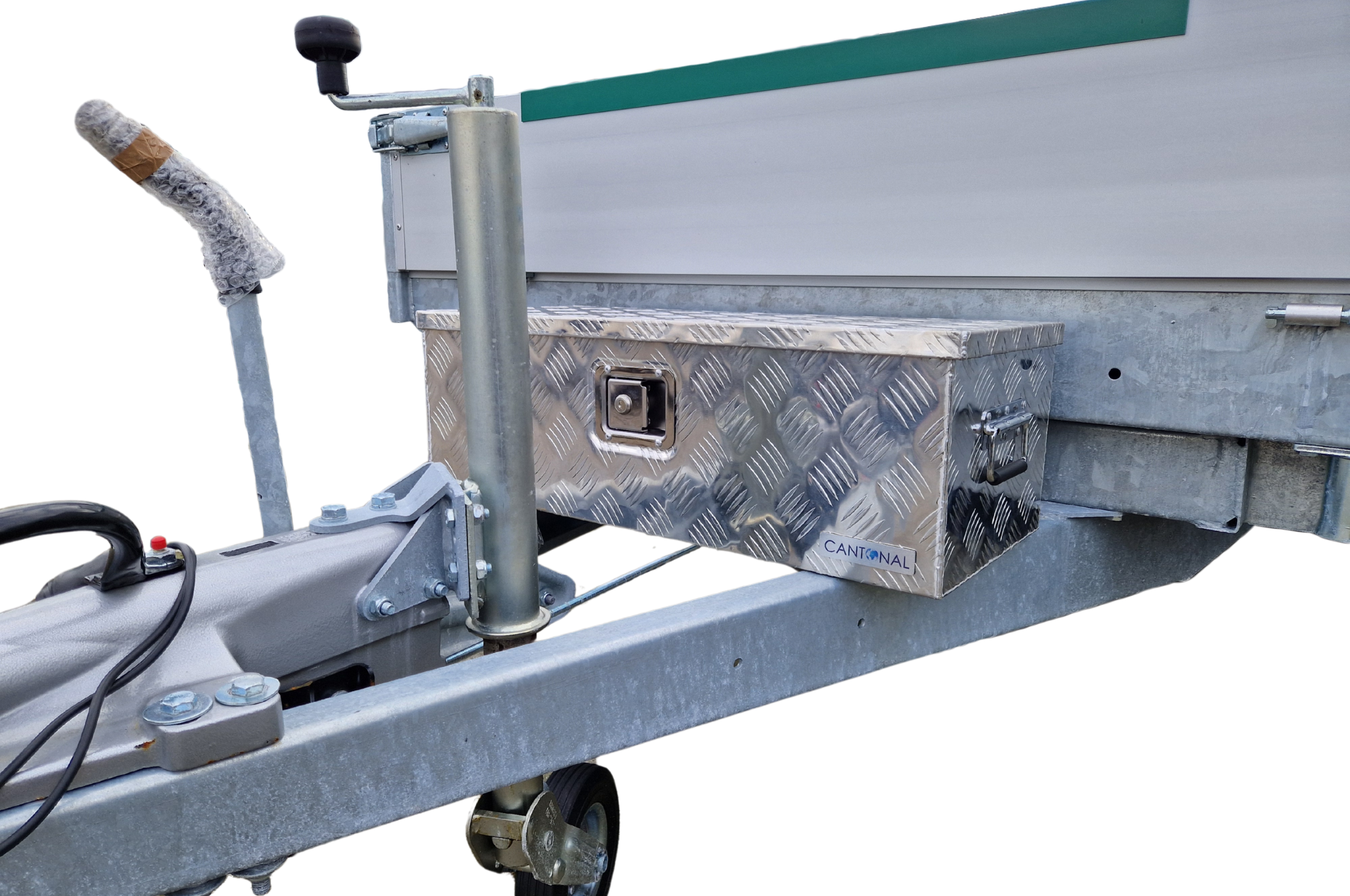 Traanplaat aluminium disselkist/gereedschapkist/disselbak met handvaten 765x330x245 mm - inclusief geïntegreerd slot - 2,5 mm dik materiaal