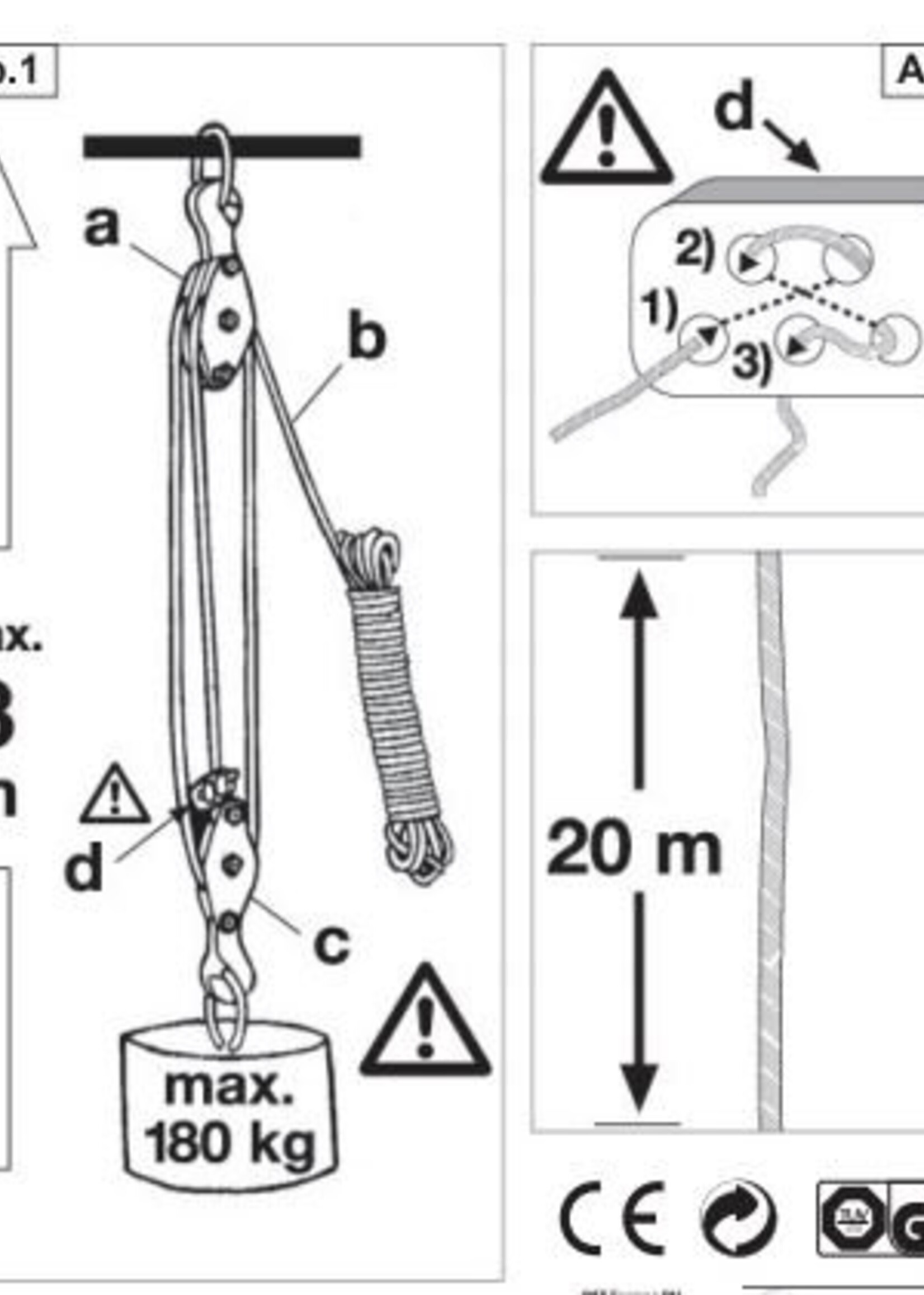 Cantonal Handtakel met 20 meter nylon touw