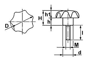 Sterknop bakeliet 25 mm (M6x30 mm)