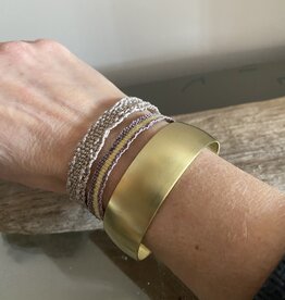 MIEQ Messing armband rond gesmeed  19 cm breed