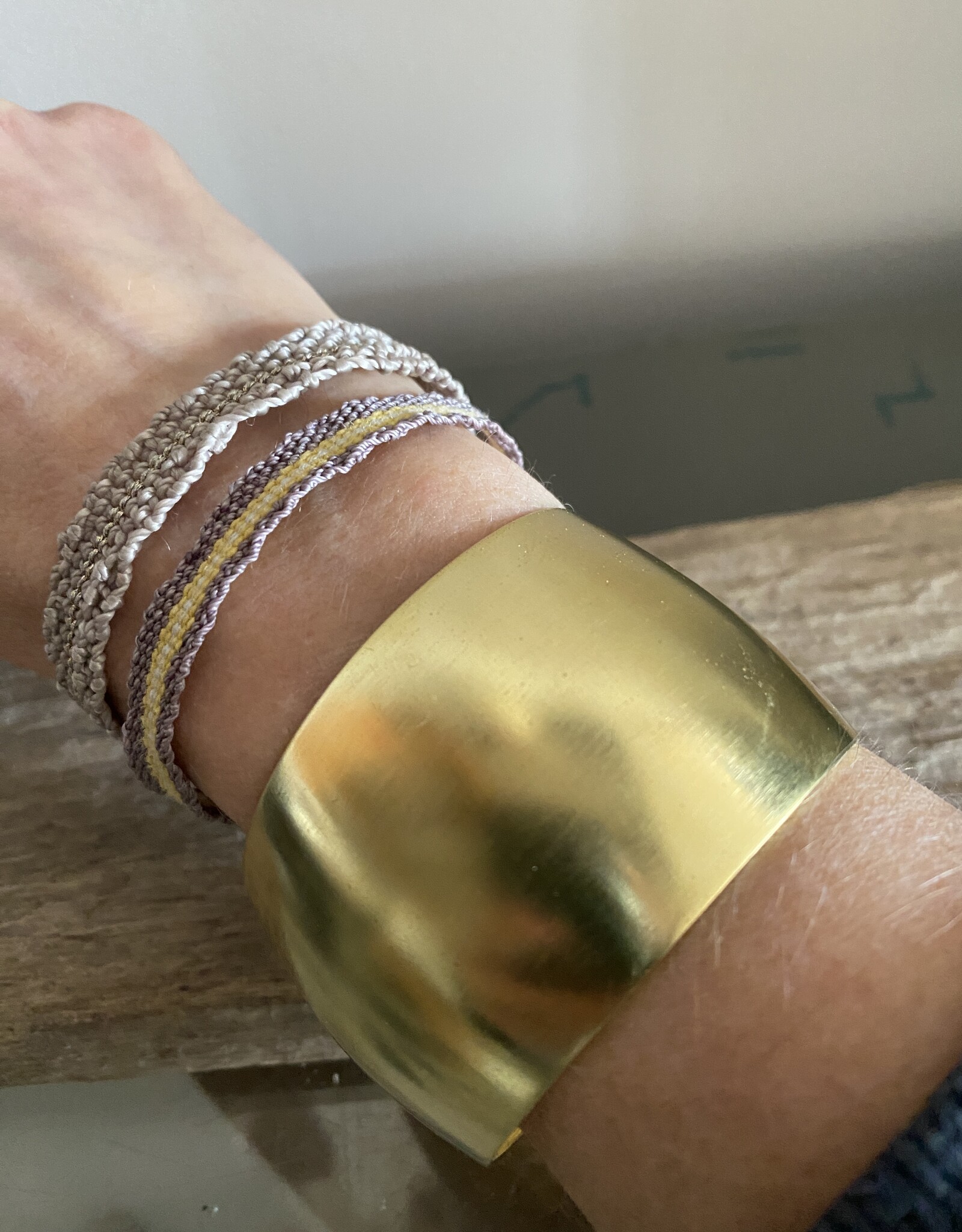 MIEQ Gladde messing afgeronde armband 3.7 cm breed