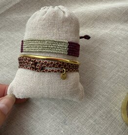 MIEQ Geweven aubergine goud