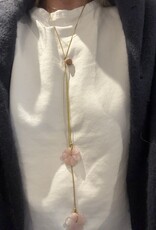 MIEQ Ketting met prachtige bloem rozenkwarts