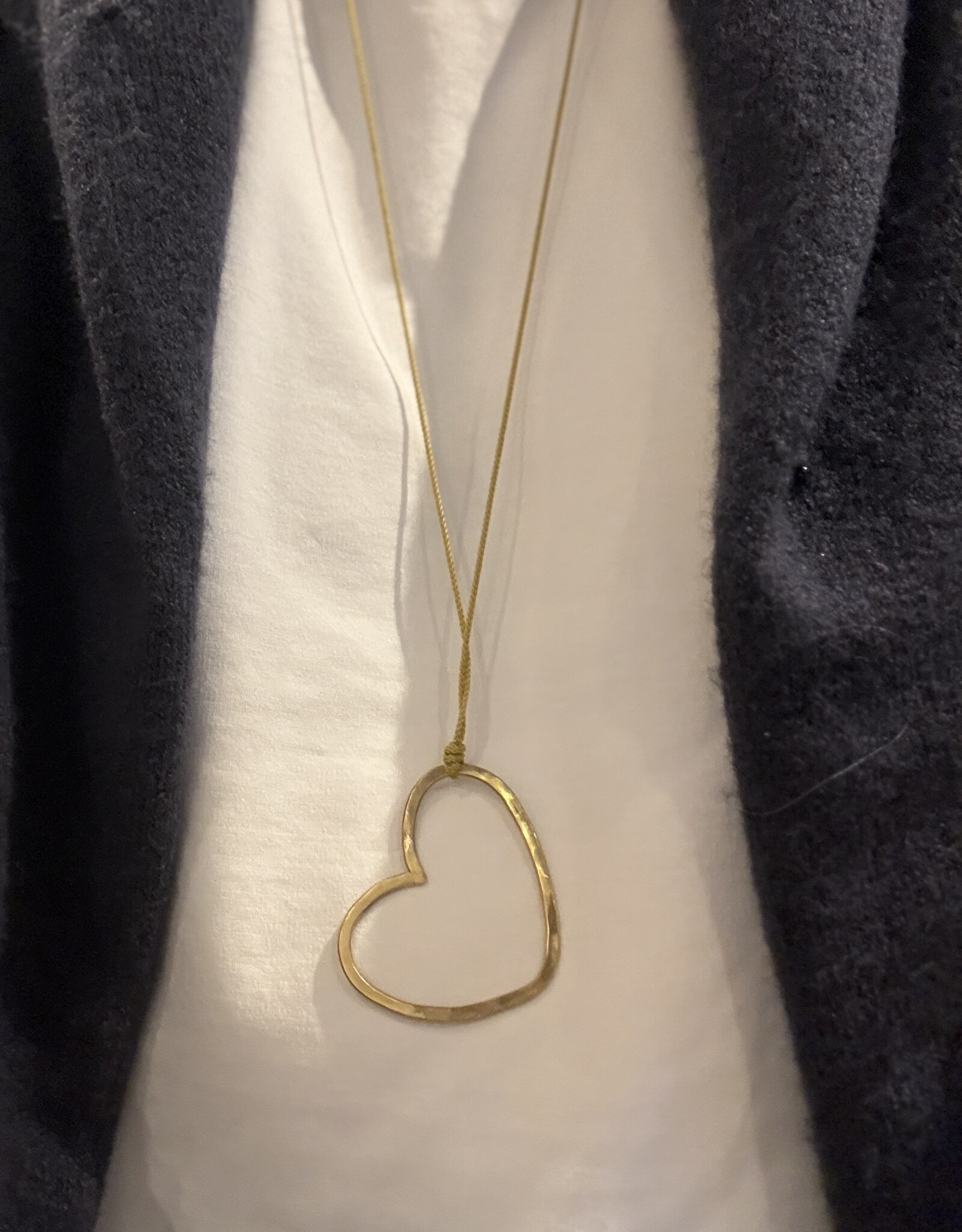 MIEQ Ketting groot hart gele draad