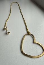 MIEQ Ketting groot hart gele draad