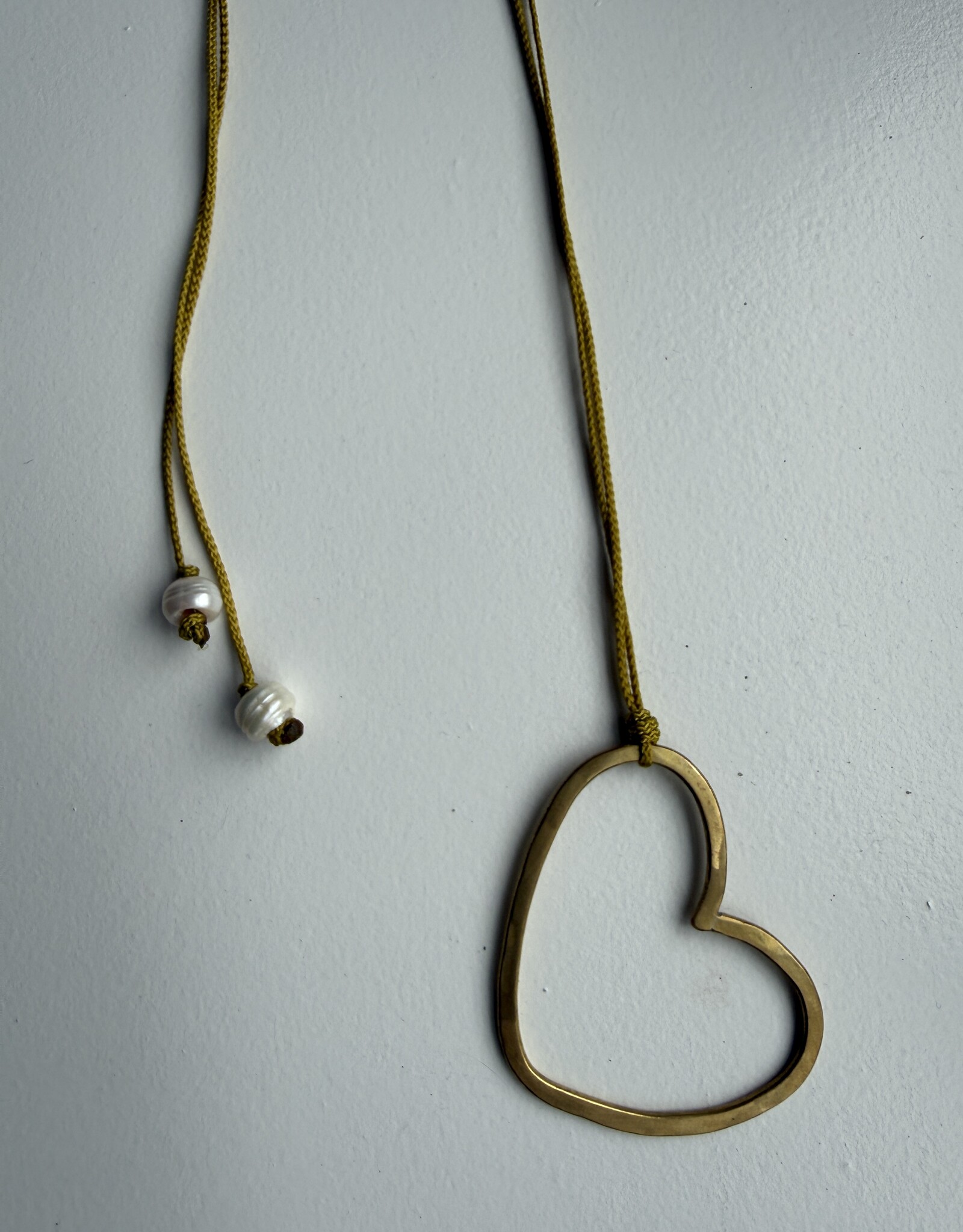 MIEQ Ketting groot hart gele draad