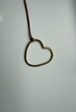 MIEQ Ketting groot hart aan goud/rode draad