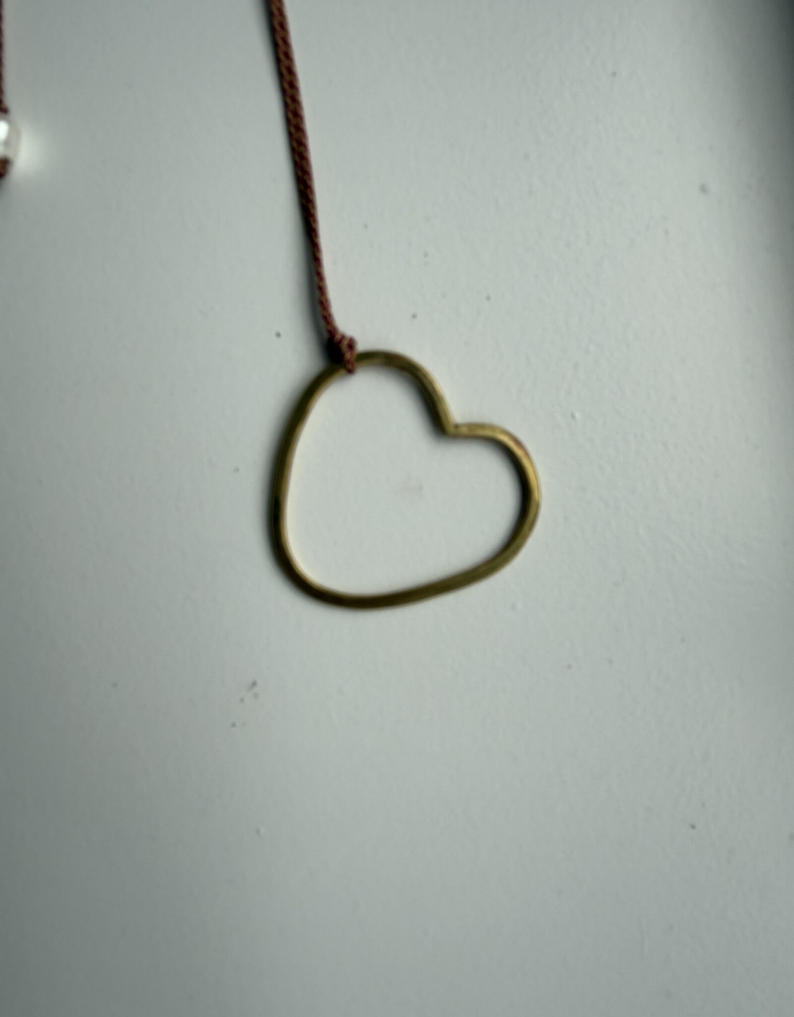 MIEQ Ketting groot hart aan goud/rode draad