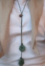 MIEQ Ketting met prachtige bloem van groene steen