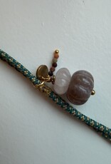 MIEQ Ketting met prachtige bloem van groene steen