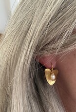 MIEQ Oorbellen hart met parel