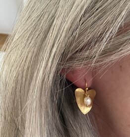 MIEQ Oorbellen hart met parel