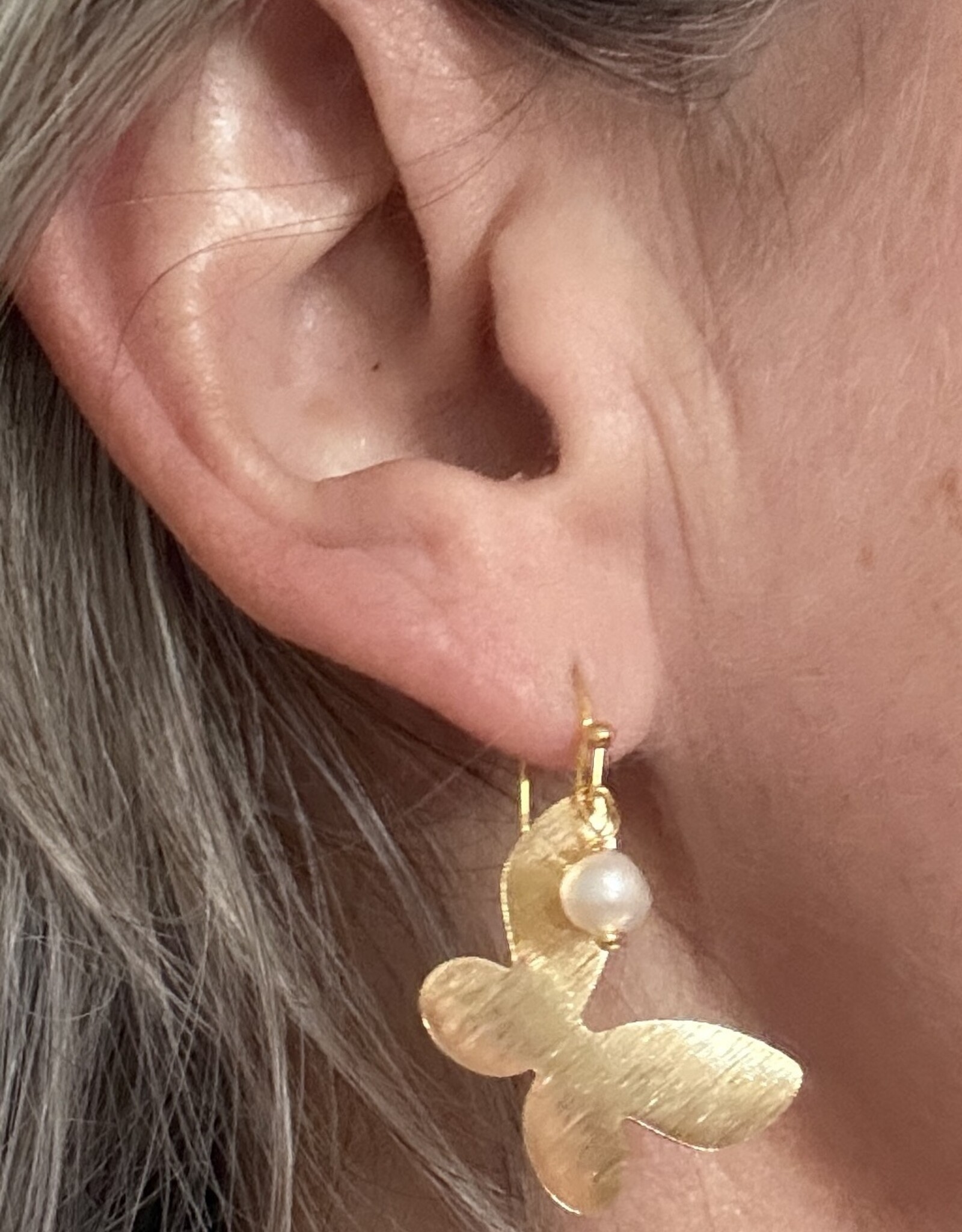 MIEQ Oorbellen vlinder met parel