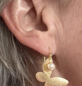 MIEQ Oorbellen vlinder met parel