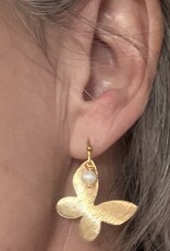 MIEQ Oorbellen vlinder met parel