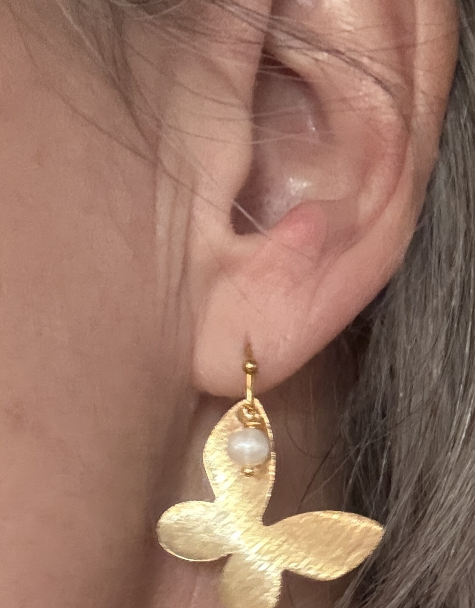 MIEQ Oorbellen vlinder met parel