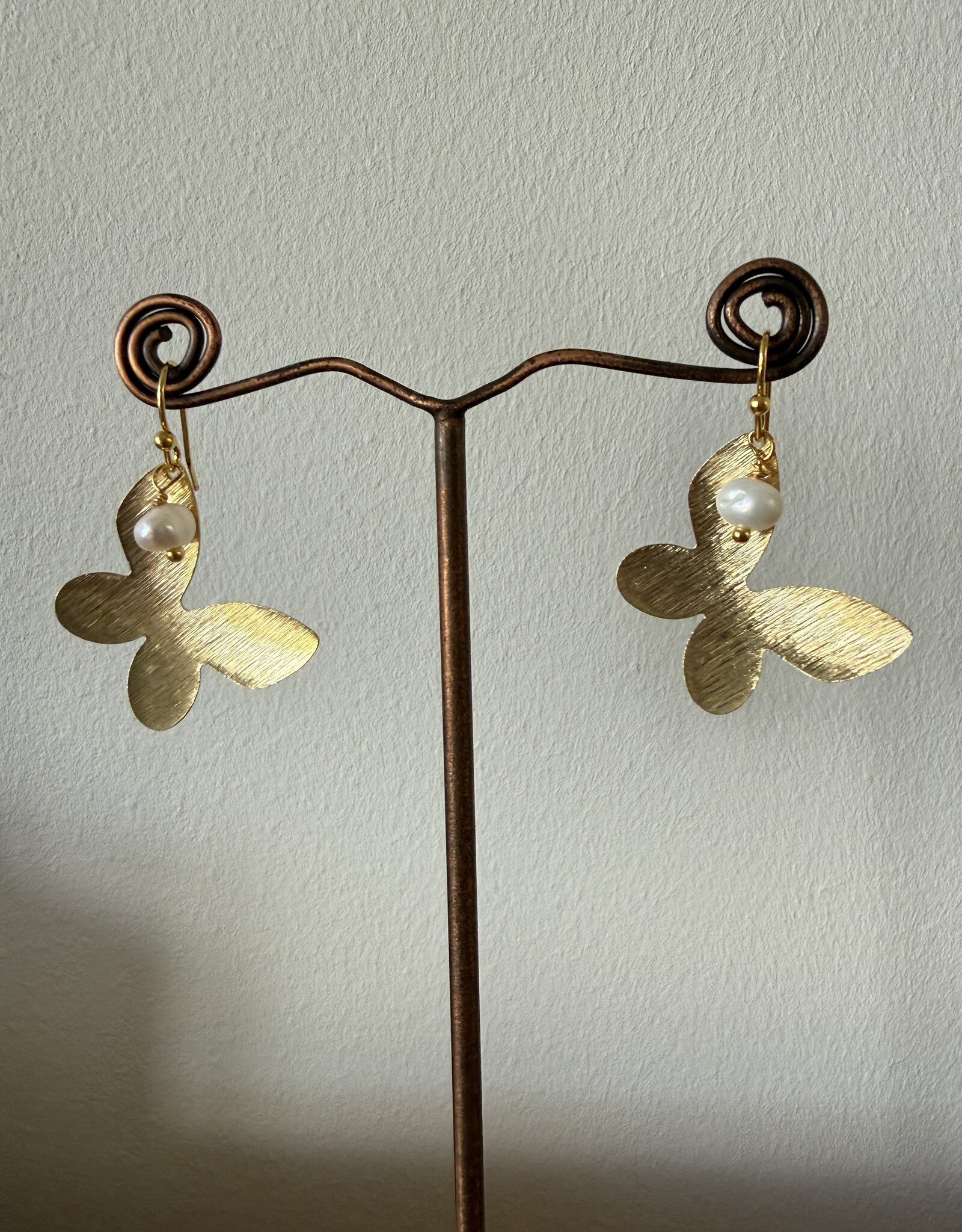 MIEQ Oorbellen vlinder met parel