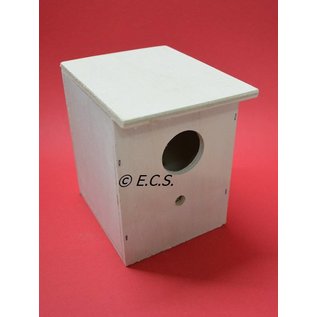 Nestkast Hout Tropen met rond gat bovenkant scharnierend